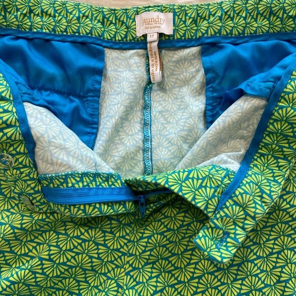 Laundry by Shelli Segal Women's Green Bright Blue Patterned Shorts Size 12 - Picture 6 of 9